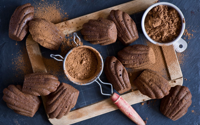Wooden board cookies cocoa powder free wallpaper - medium preview image