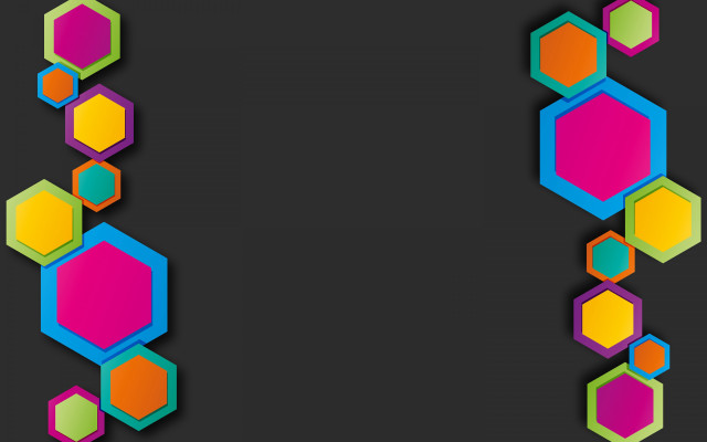 Black background colorful hexagons bauhaus free wallpaper - medium preview image