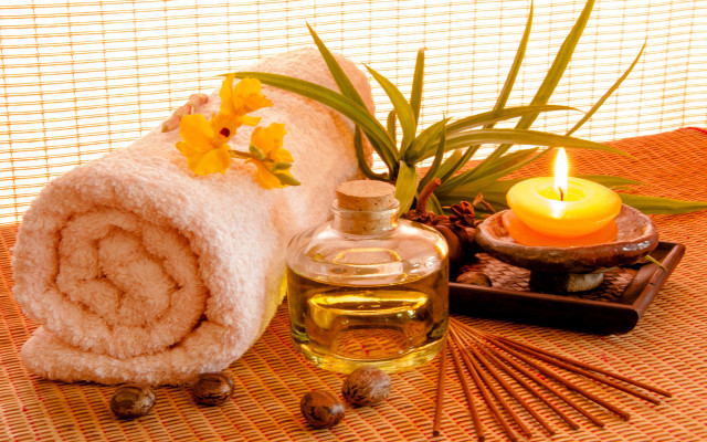 Spa candle towels flowers rocks free wallpaper - medium preview image