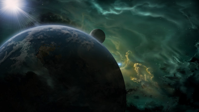 Planet brightstar moonlight city cloudy free wallpaper - medium preview image