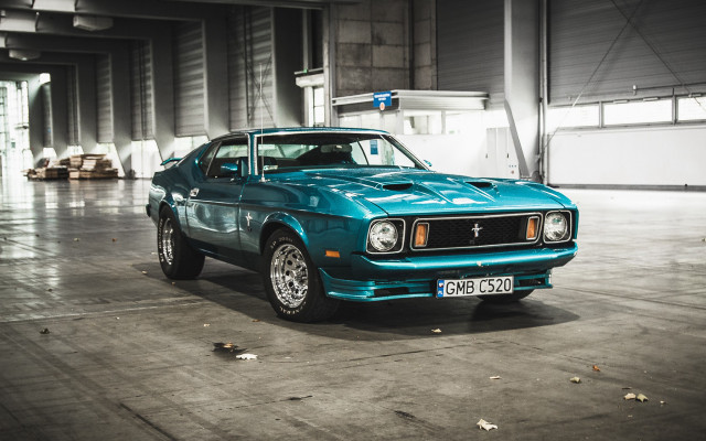 Blue mustang police garage 3d free wallpaper - medium preview image