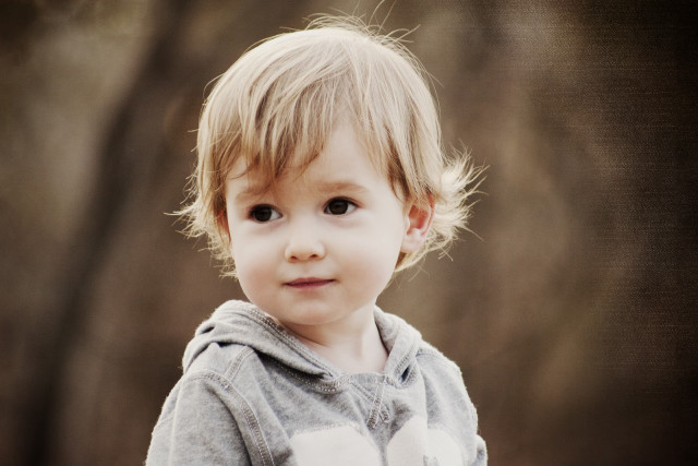 Young boy gray hoodie serious free wallpaper - medium preview image