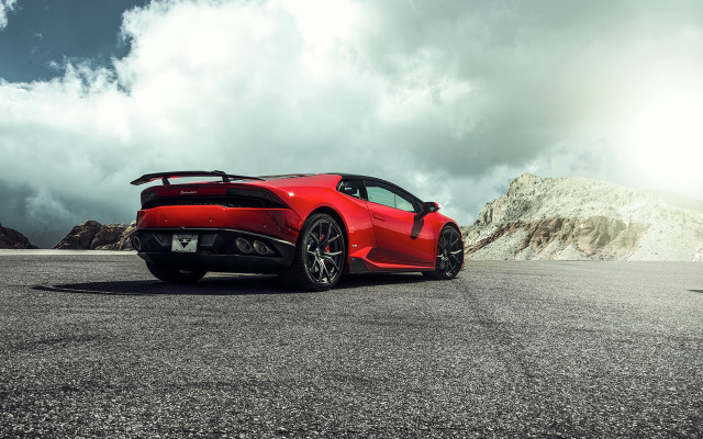 Red sports car mountains clouds #10 free wallpaper - medium preview image