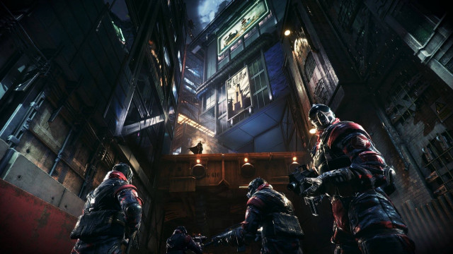 Dark alley group building doorway free wallpaper - medium preview image
