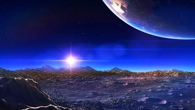 Distant planet earth horizon space free wallpaper - medium preview image