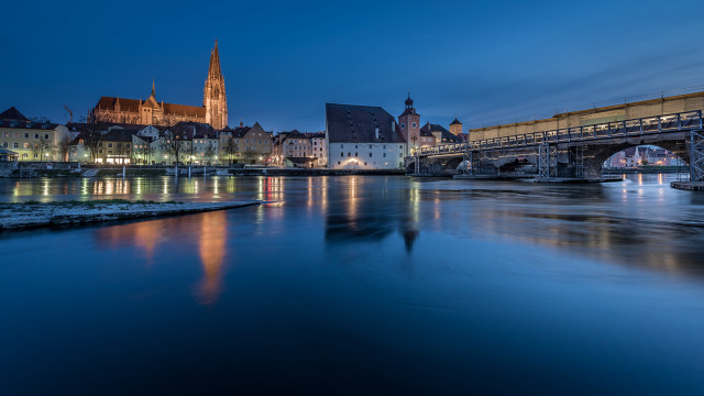 Heidelberg bridge river cityscape clock free wallpaper - medium preview image