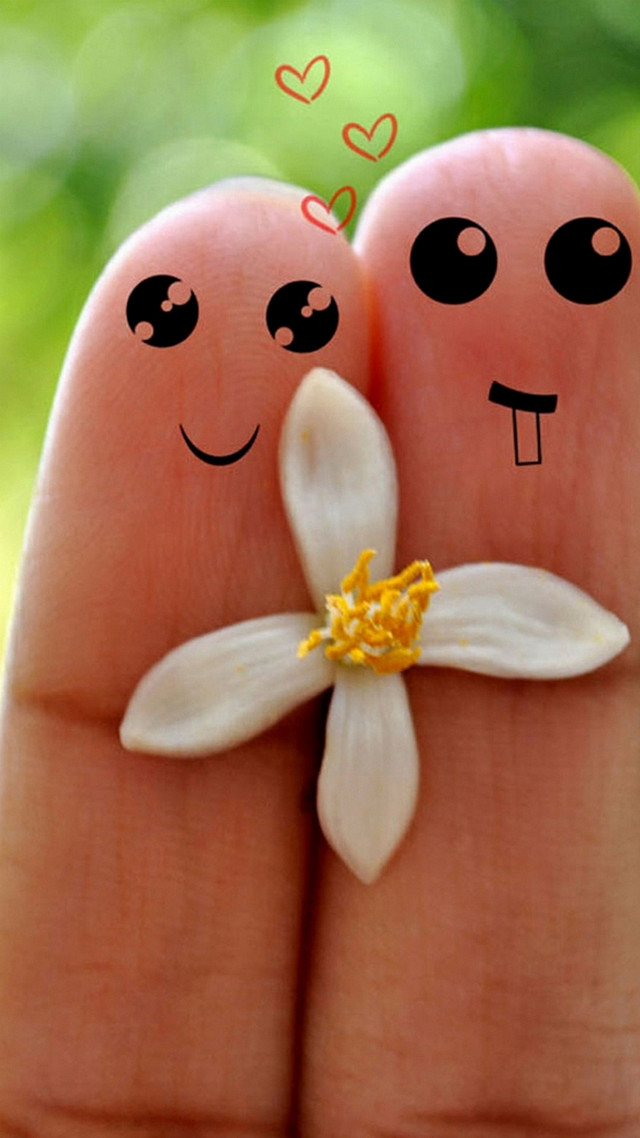 Fingers flower faces hearts couple free wallpaper - medium preview image