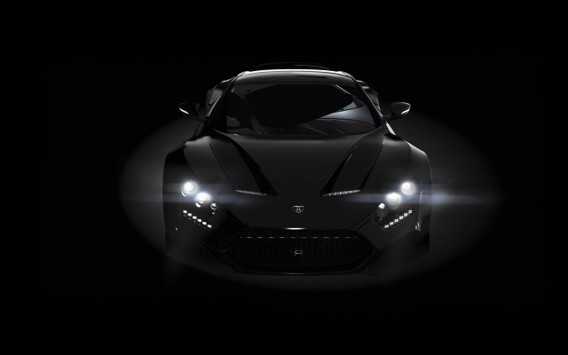 Black sports car headlights on free wallpaper - medium preview image
