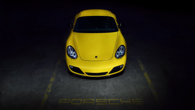 Yellow sports car night parking #4 free wallpaper - medium preview image