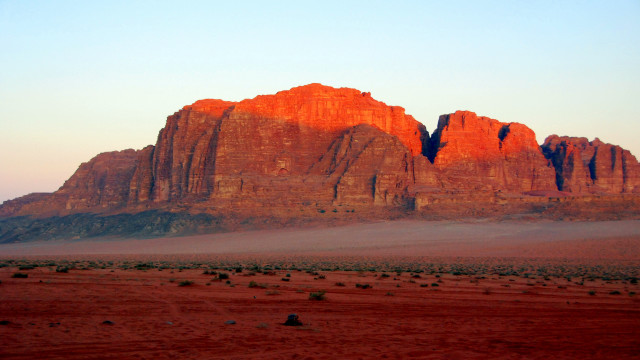 Mountain rock formation sunset desert free wallpaper - medium preview image