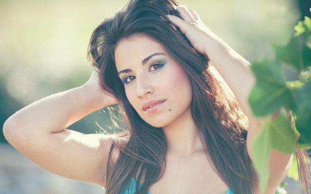 Woman blue bikini wind portrait free wallpaper - medium preview image