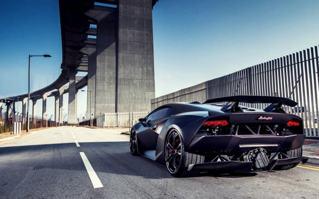 Black sports car bridge tall free wallpaper - medium preview image