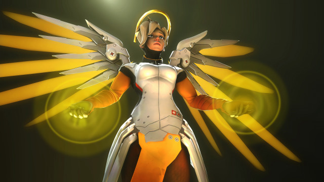 Futuristic woman wings halo armor free wallpaper - medium preview image