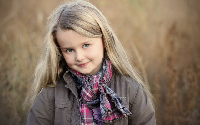 Young girl scarf field tallgrass free wallpaper - medium preview image