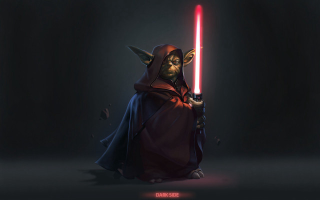 Dark hooded armor lightsaber glowing free wallpaper - medium preview image