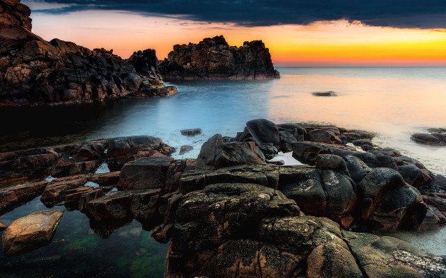 Rocky shore sunset bob thompson free wallpaper - medium preview image
