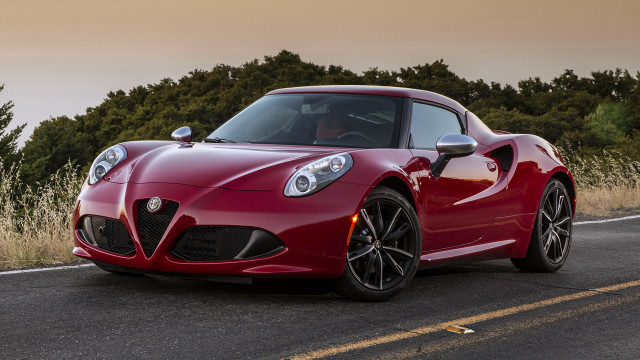 Red sports car forest cloudy free wallpaper - medium preview image