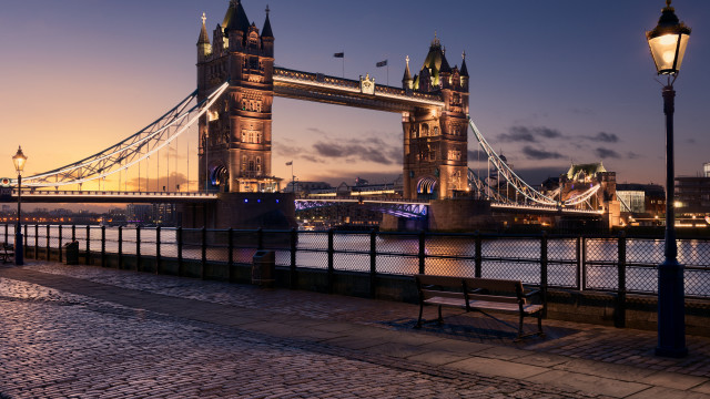 Bridge water night lamp cityscape free wallpaper - medium preview image