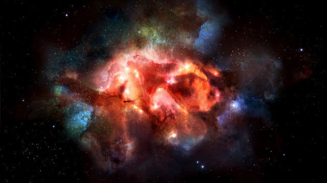 Star cluster colorful red blue free wallpaper for desktop - medium preview image