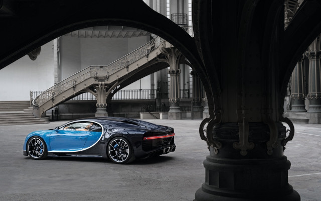Bugatti parking lot staircase clock free wallpaper - medium preview image