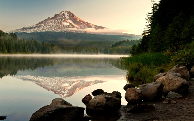 Mountain reflection lake sunset forest #3 free wallpaper - medium preview image