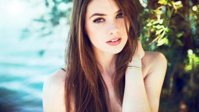 Woman long hair tree water free wallpaper - medium preview image