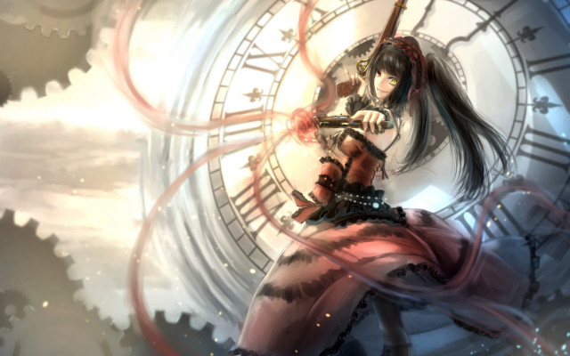 Alice prin steampunk clock fantasy free wallpaper - medium preview image