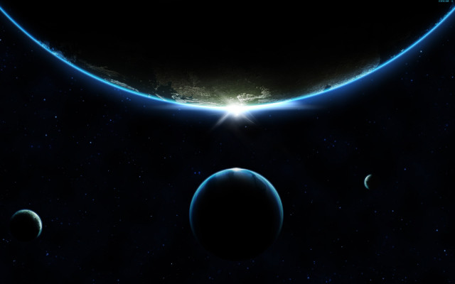 Planets bright star space art free wallpaper - medium preview image