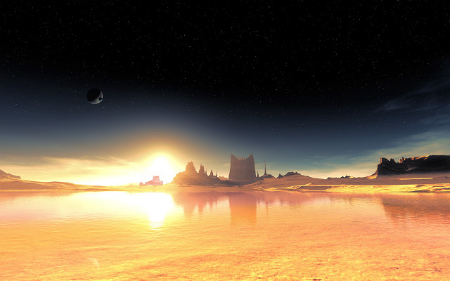 Distant planet star aurora matte free wallpaper - medium preview image