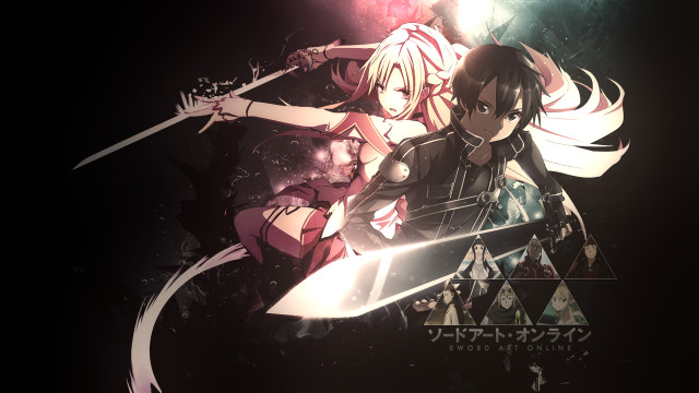 Anime characters swords black background #2 free wallpaper - medium preview image