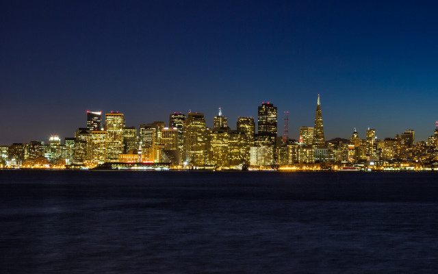 City skyline night water boat #7 free wallpaper - medium preview image