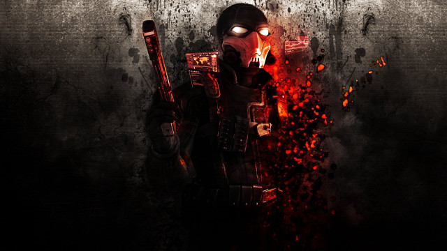 Man gasmask gun redlight eddie free wallpaper - medium preview image