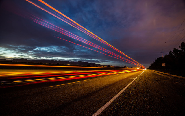Highway clouds lights longexposure urban free wallpaper - medium preview image