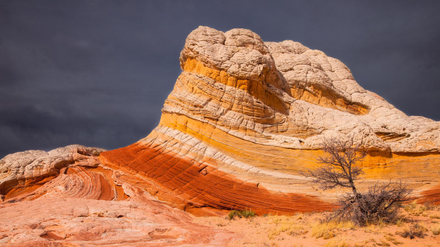Rock formation tree sunset clouds free wallpaper - medium preview image