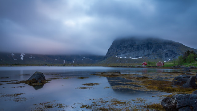 Mountain lake house cloudy sky #2 free wallpaper - medium preview image