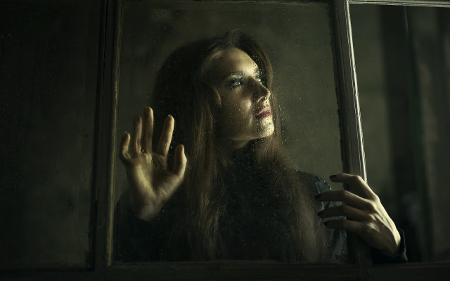 Woman long hair window starry free wallpaper - medium preview image