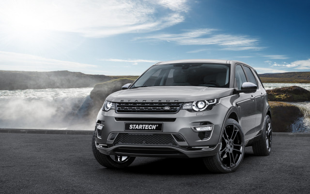 Silver land rover waterfall lake free wallpaper - medium preview image