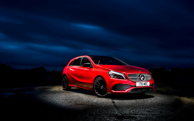 Red car night street clouds free wallpaper - medium preview image