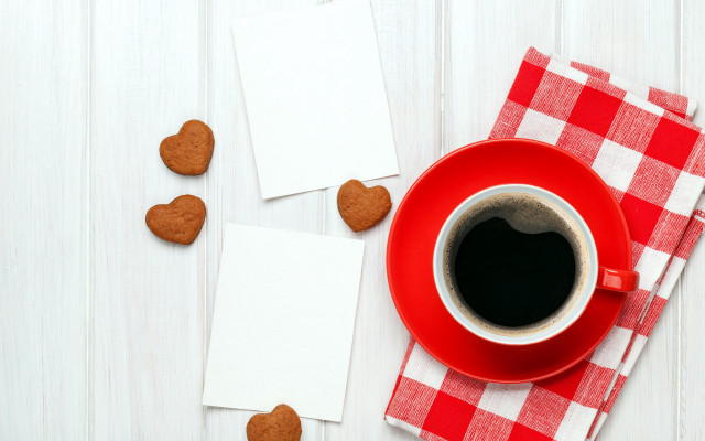 Coffee cookies table notepad checkered free wallpaper - medium preview image