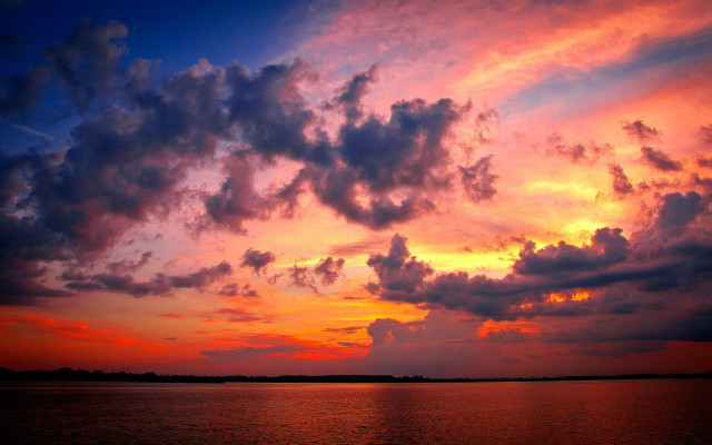 Sunset clouds boat water horizon #2 free wallpaper - medium preview image
