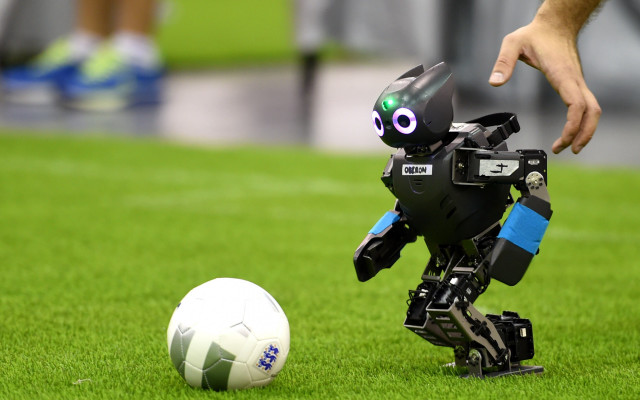 Robot soccer field blurry depth free wallpaper - medium preview image