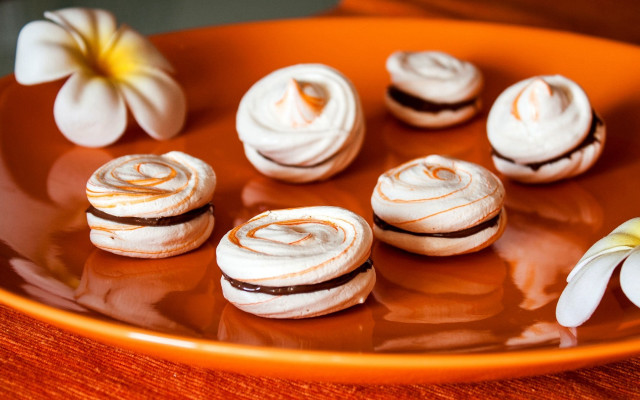 Cookies frosting flower wooden table free wallpaper - medium preview image