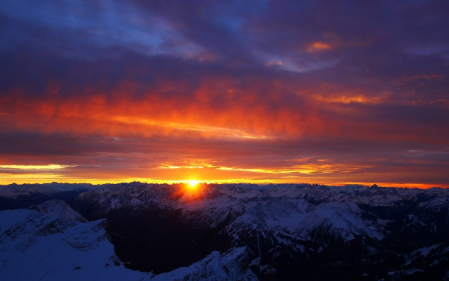 Sunset mountain range orange sun free wallpaper - medium preview image