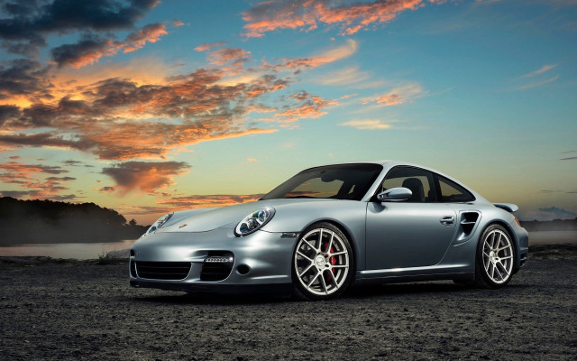 Silver sports car sunset dirt free wallpaper - medium preview image