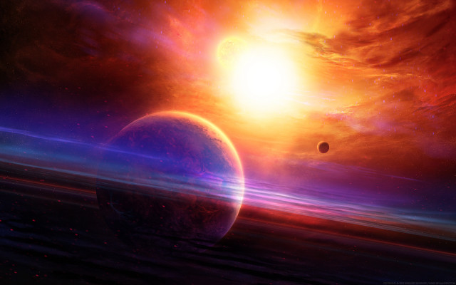 Space planet star moon sunset free wallpaper - medium preview image