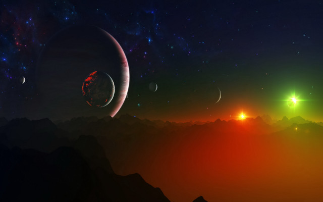 Distant planet bright star space free wallpaper - medium preview image