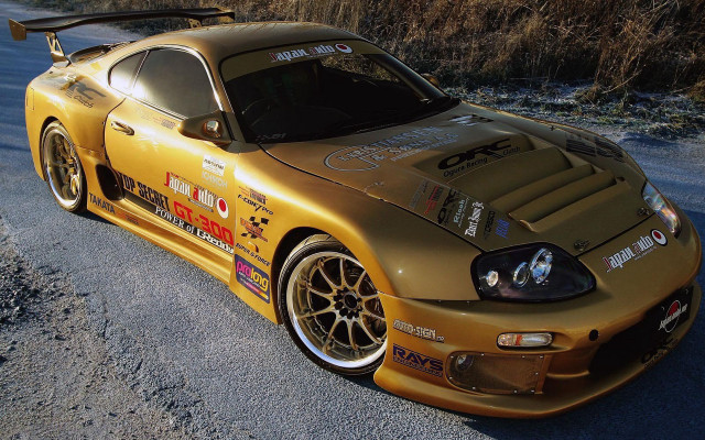 Gold car forest snow 3d free wallpaper - medium preview image