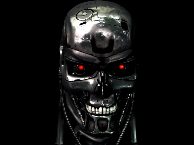 Robot red eyes skull face free wallpaper - medium preview image