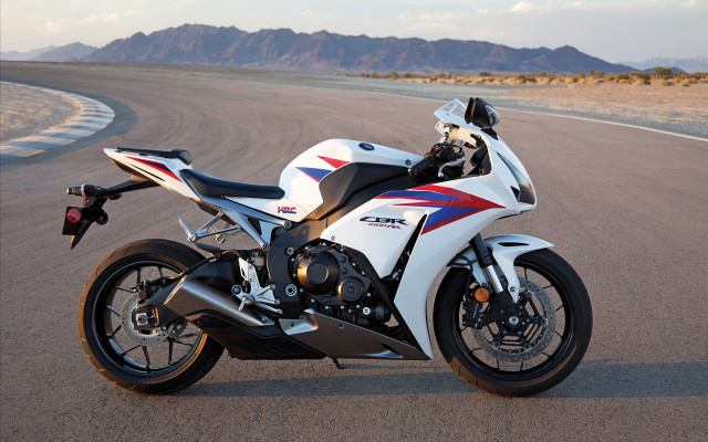 White motorcycle mountains desert nopeople free wallpaper - medium preview image