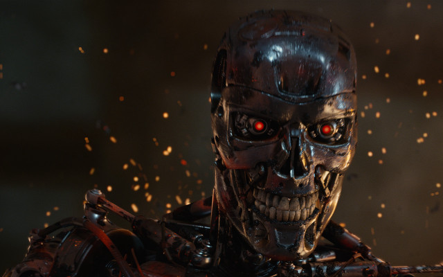 Creepy robot red eyes dust free wallpaper - medium preview image